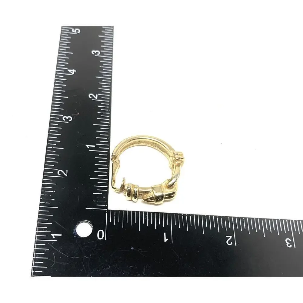 Vintage 1980's Kenneth Jay Lane Knot Hoop Gold Tone Leverback Earrings Modernist - Picture 6 of 6